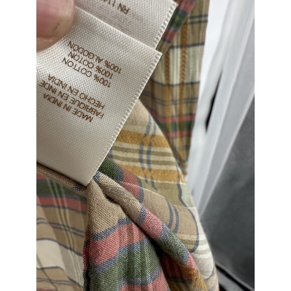 Frye Sz XL Mens Plaid Soft Flannel cotton ‎ Shirt Button Front Collar  Blue Gold - Picture 10 of 10